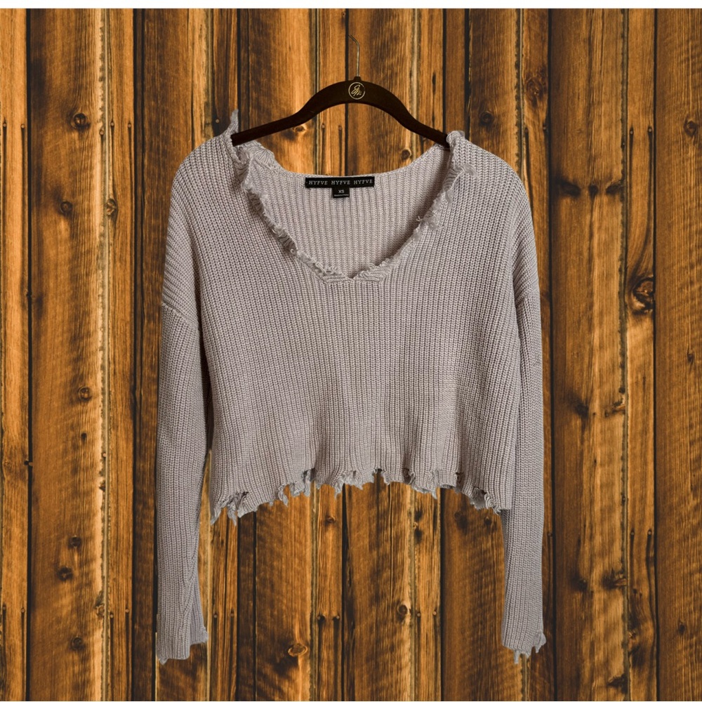 HYFVE Gray Off-the-Shoulder Sweater
